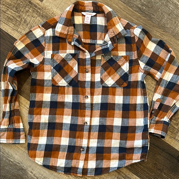 Joe Fresh Other - Joe Fresh Plaid Flannel Shirt - Orange, Blue, White